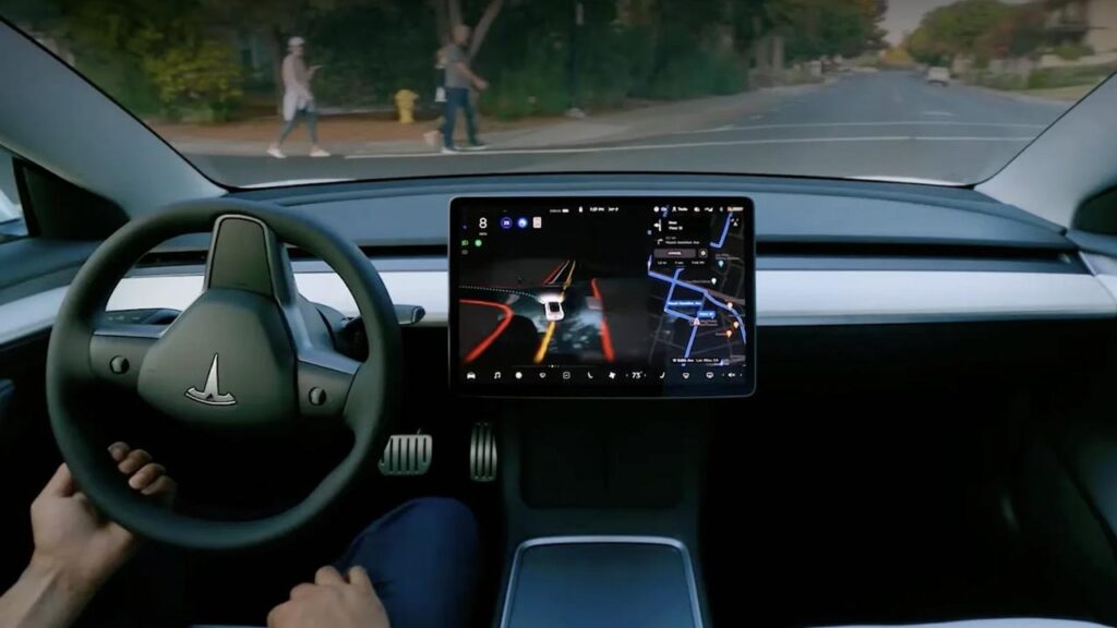 Tesla full self-driving interior image