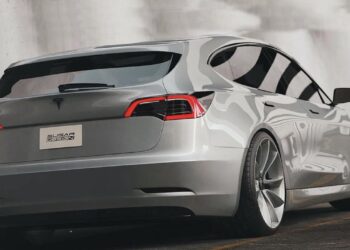 Tesla model 2 rear three quarters