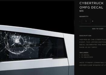 Tesla cybertruck smashed window omfg decal