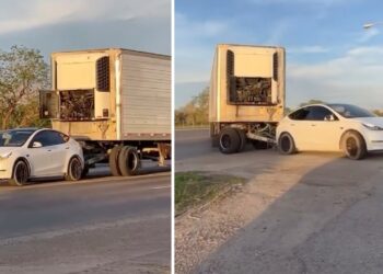 Tesla Model Y Pulling Truck