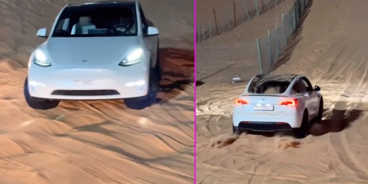 Tesla Model Y Sand Dune Bashing in Desert