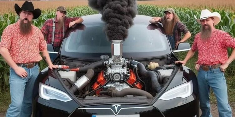 Man Installs Diesel Engine in Tesla Car