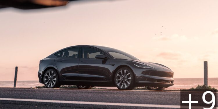 Best Electric Cars in USA in 2024 - Tesla Model 3 Side Profile, Front Three Quarters